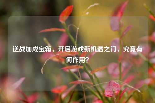 逆战加成宝箱,开启游戏新机遇之门,究竟有何作用?