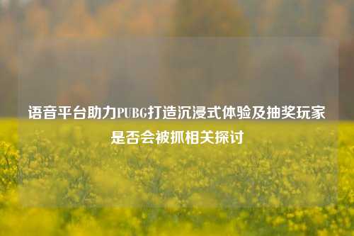 语音平台助力PUBG打造沉浸式体验及抽奖玩家是否会被抓相关探讨