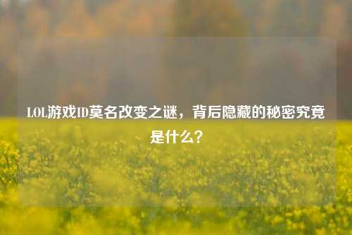 LOL游戏ID莫名改变之谜,背后隐藏的秘密究竟是什么?