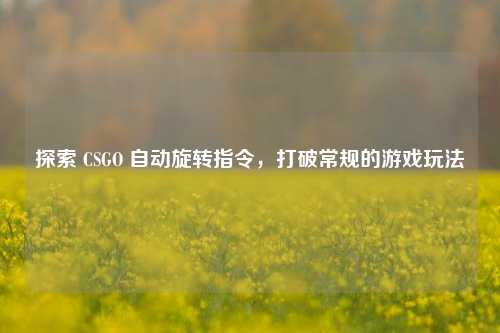 探索 CSGO 自动旋转指令,打破常规的游戏玩法