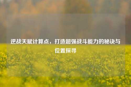逆战天赋计算点,打造超强战斗能力的秘诀与位置探寻