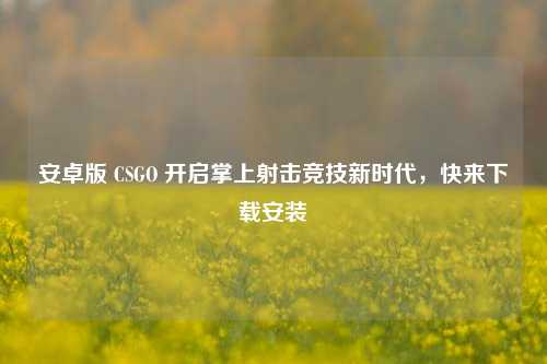 安卓版 CSGO 开启掌上射击竞技新时代，快来下载安装