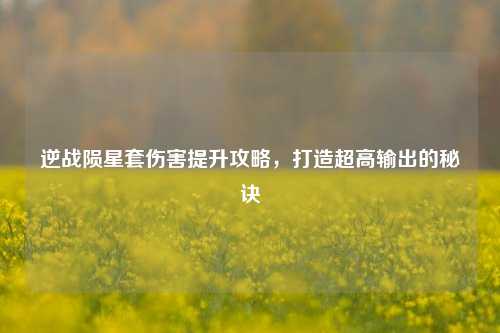 逆战陨星套伤害提升攻略，打造超高输出的秘诀