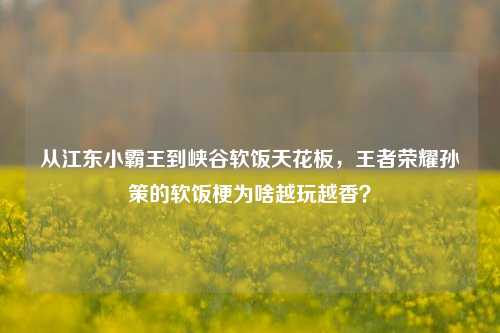 从江东小霸王到峡谷软饭天花板，王者荣耀孙策的软饭梗为啥越玩越香？
