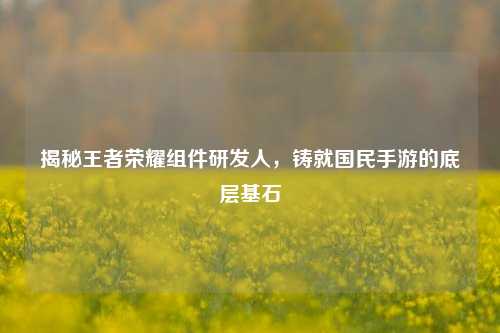 揭秘王者荣耀组件研发人,铸就国民手游的底层基石