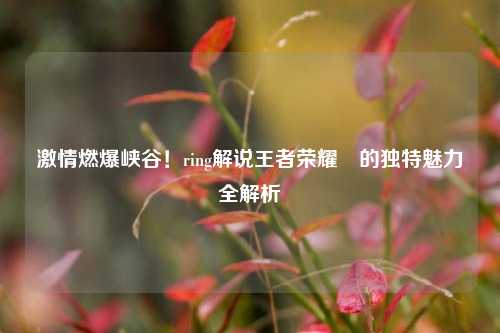 激情燃爆峡谷！ring解说王者荣耀暃的独特魅力全解析