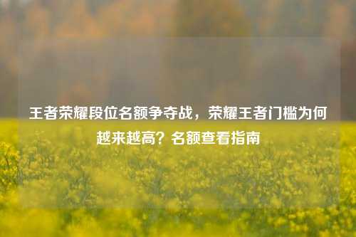王者荣耀段位名额争夺战,荣耀王者门槛为何越来越高?名额查看指南